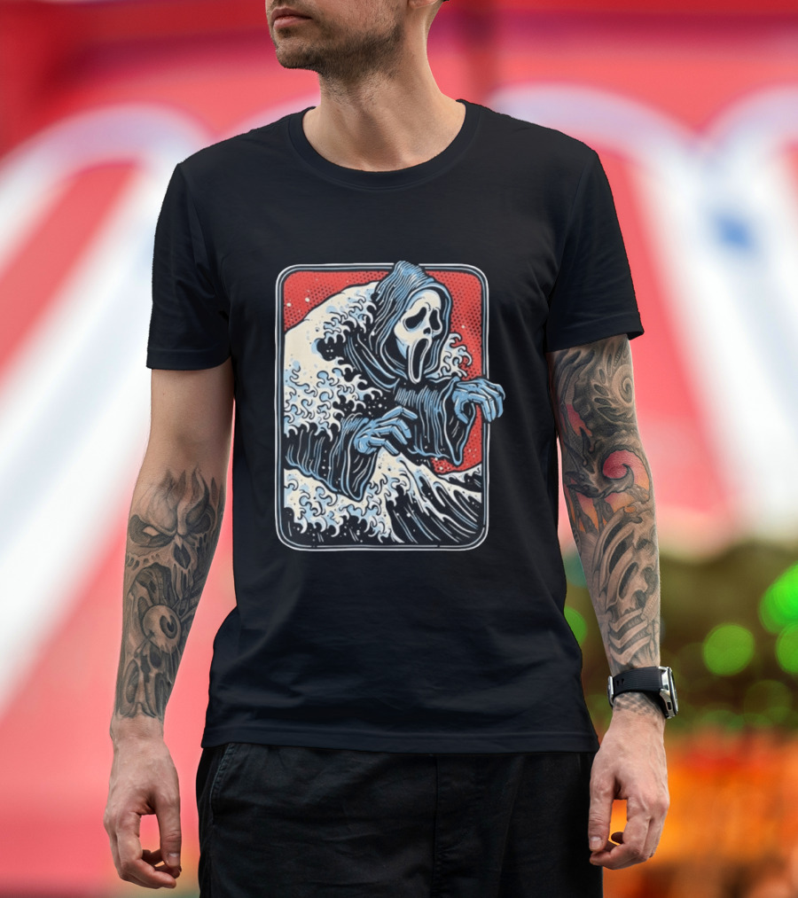 Ghostface The Great Wave Halftone Scream T-Shirt