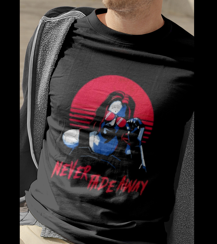 Johnny Silverhand Never Fade Away Retro Red Sun Glasses T-Shirt