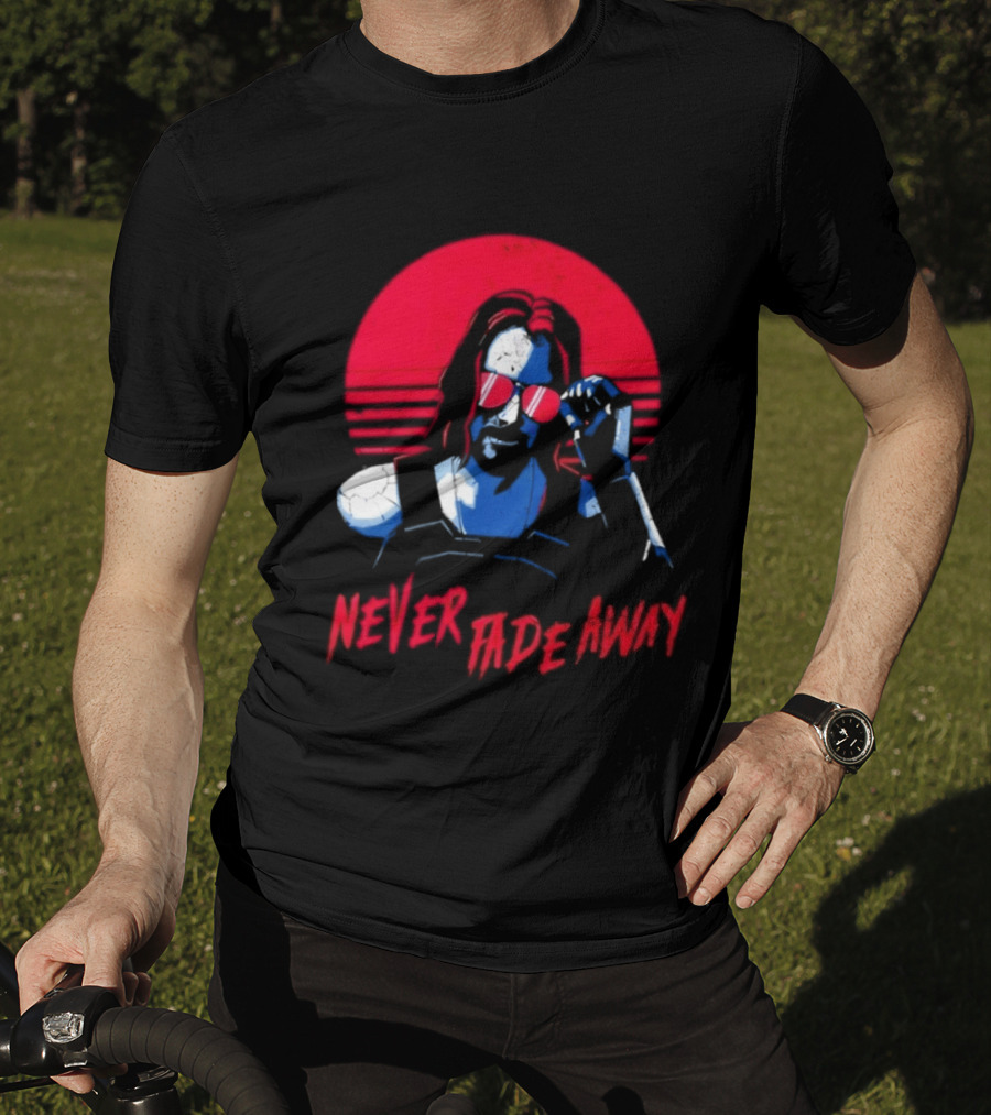 Johnny Silverhand Never Fade Away Retro Red Sun Glasses T-Shirt