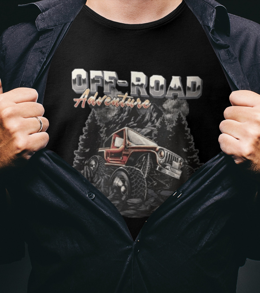 OFF ROAD Adventure Orange 4×4 Vehicle On Rocks Rugged Exploration T-Shirt