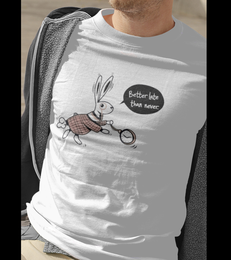 Better Late Than Never Rabbit Pocket T-Shirt
