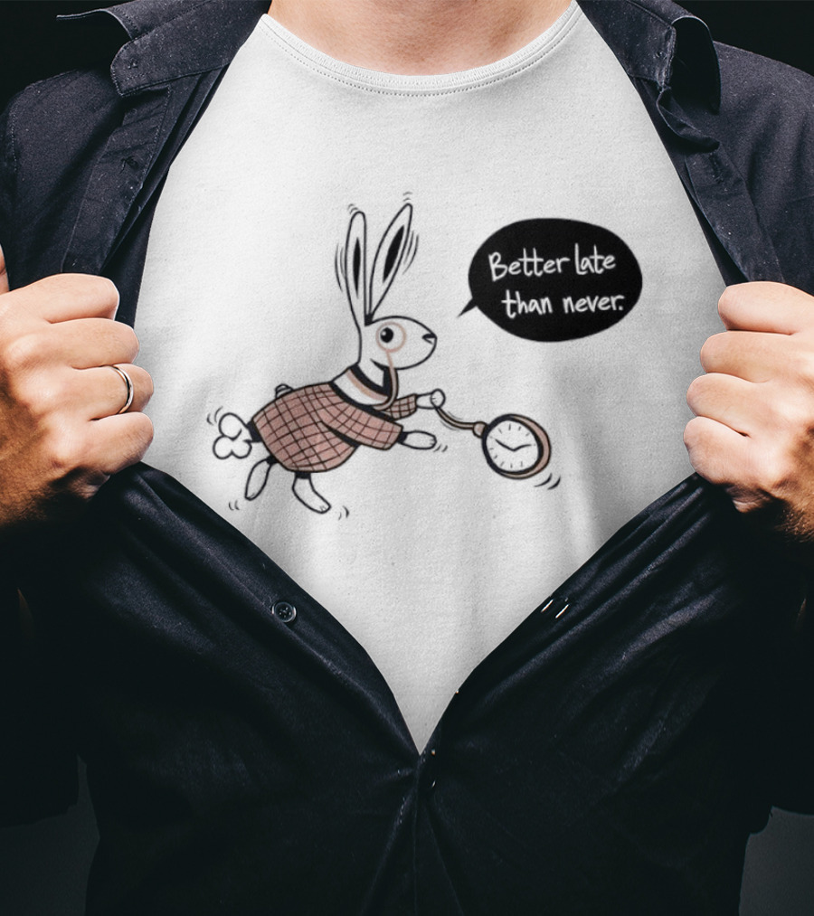 Better Late Than Never Rabbit Pocket T-Shirt