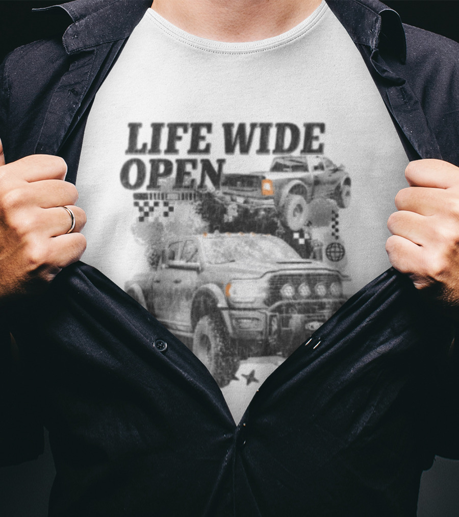Cboystv Store Prospector Whiteout Life Wide Open Offroad Trucks T-Shirt