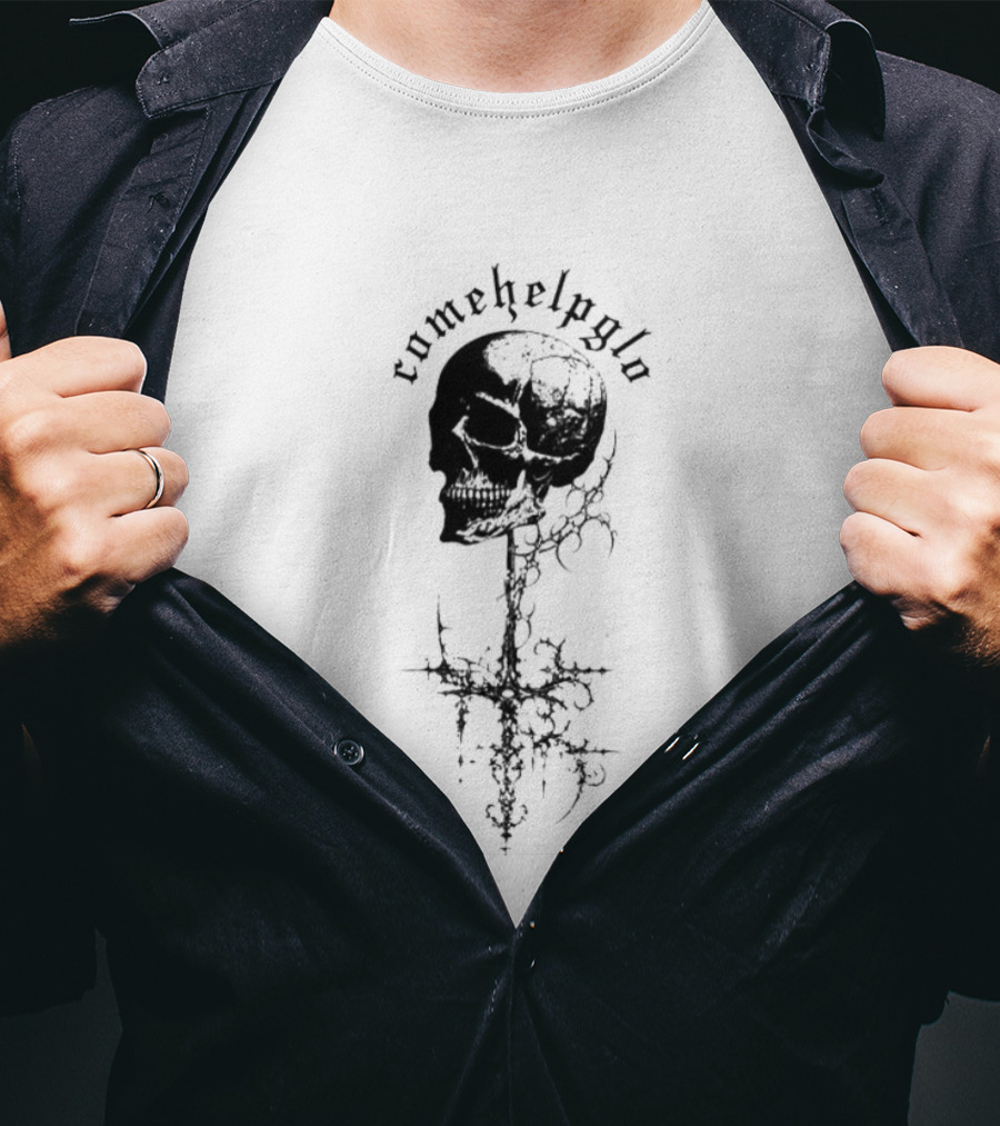 Comehelpglo Gothic Skull Tour T-Shirt