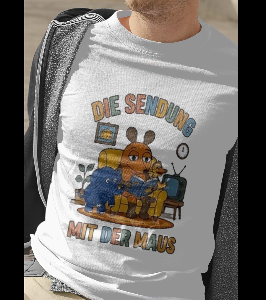 Die Sendung Mit Der Maus Cartoon Maus Ente Elefant Lesen Sitzung Wohnzimmeruhr T-Shirt