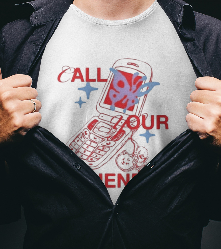Call Your Friends Butterfly Flip Phone Stars T-Shirt