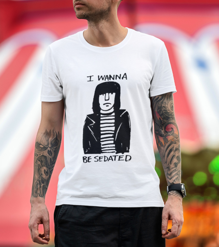 I Wanna Be Sedated Striped Jacket Character Sketch T-Shirt