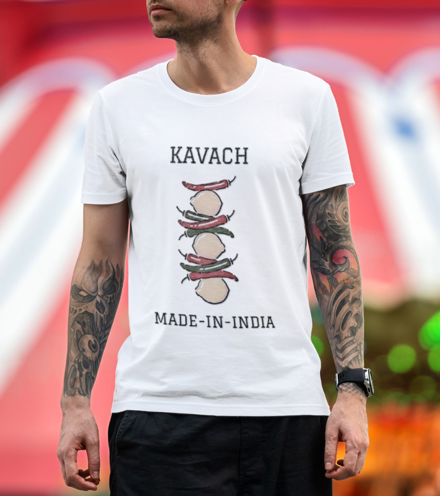 Kavach Made In India Cartoon Stacked Lemons And Chili Peppers T-Shirt