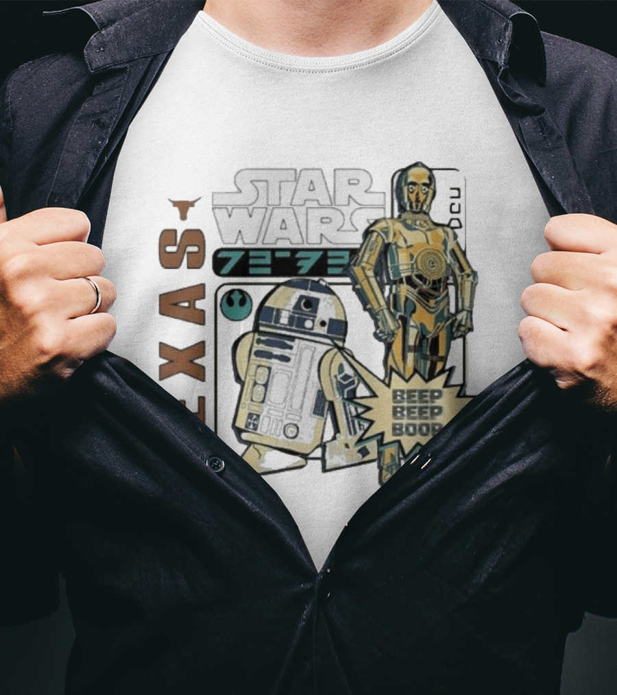 Texas Longhorns Star Wars C3PO R2D2 Beep Beep Boop T-Shirt