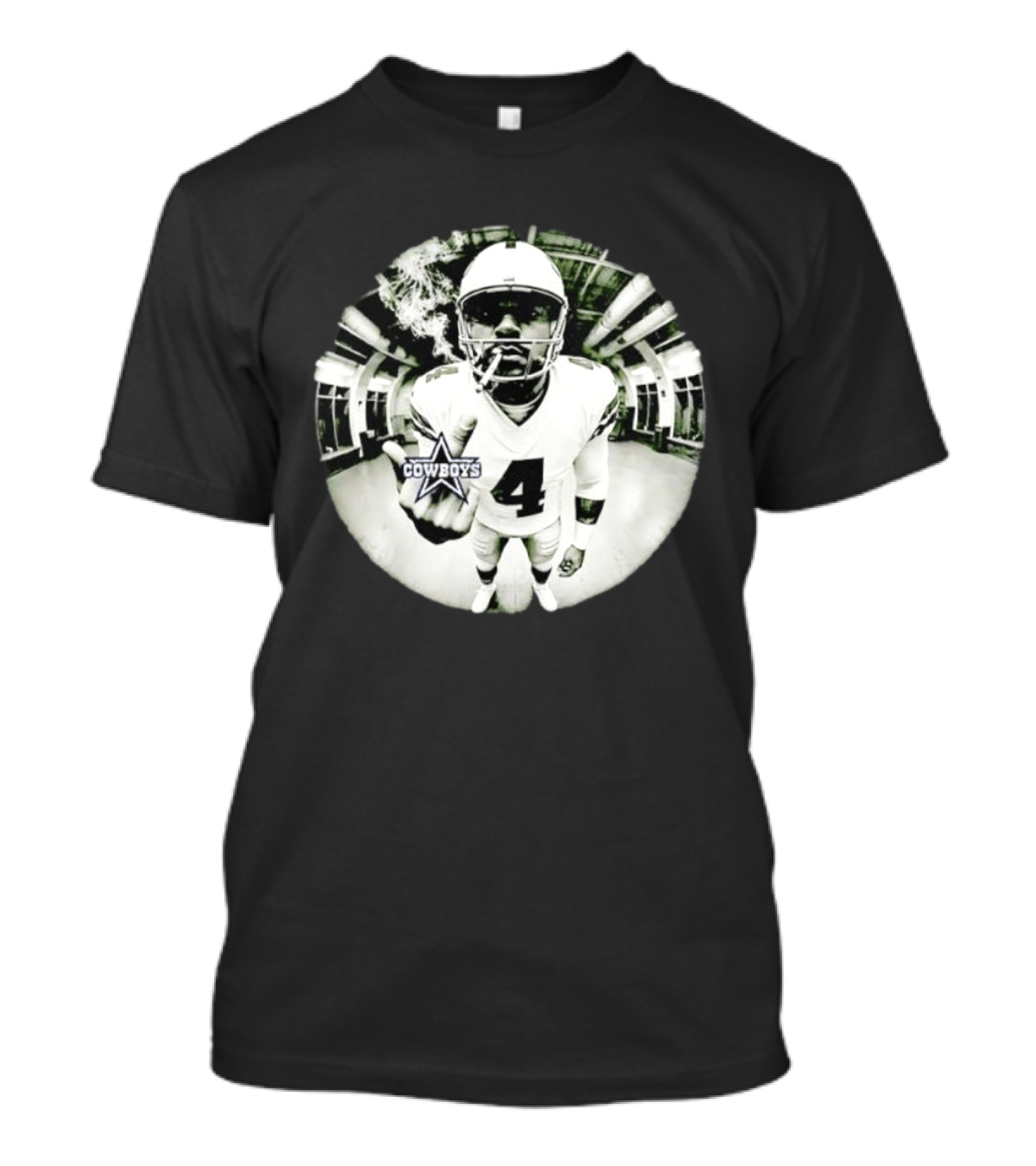 Dak Prescott Cowboys Number 4 Smoking وسط البنية التحتية T-Shirt