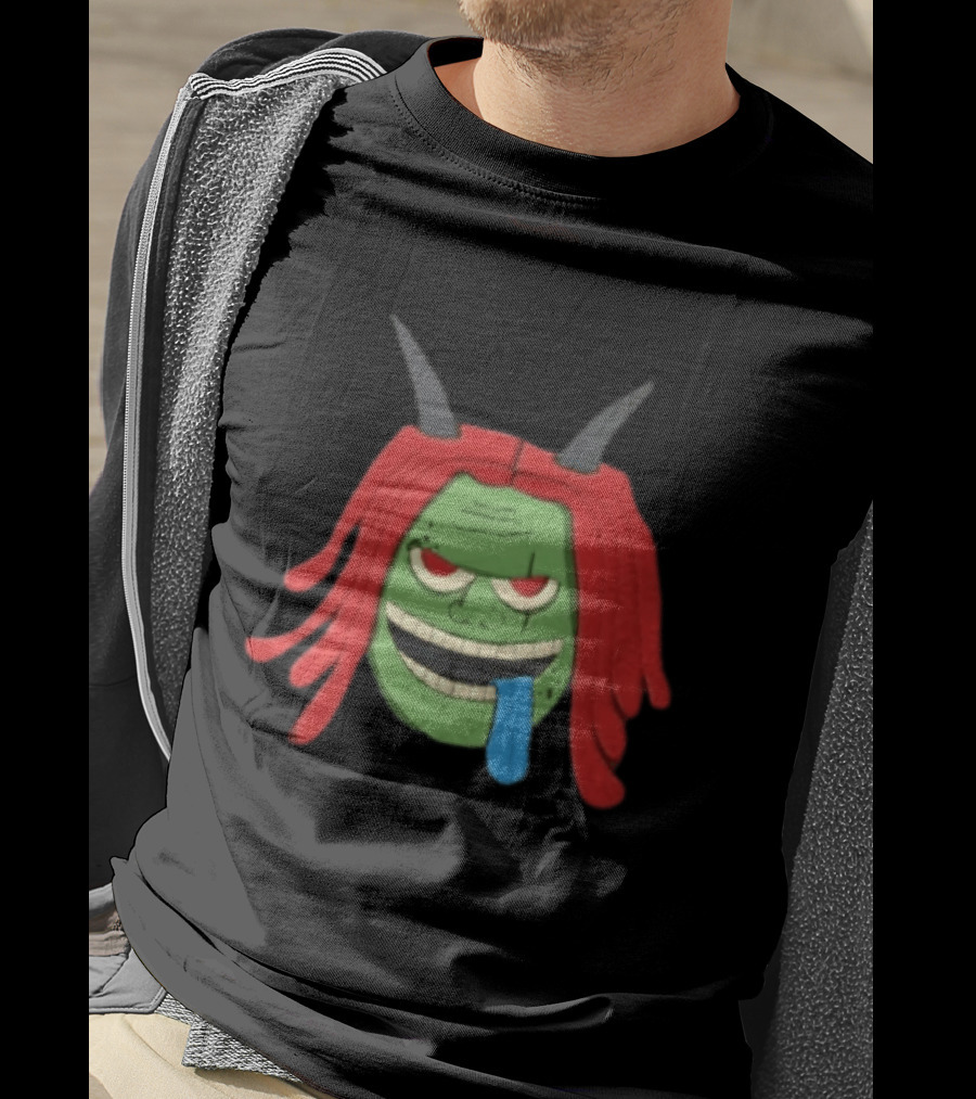 Trippie Redd Cartoon Green Devil Horns Red Hair Blue Tongue T-Shirt