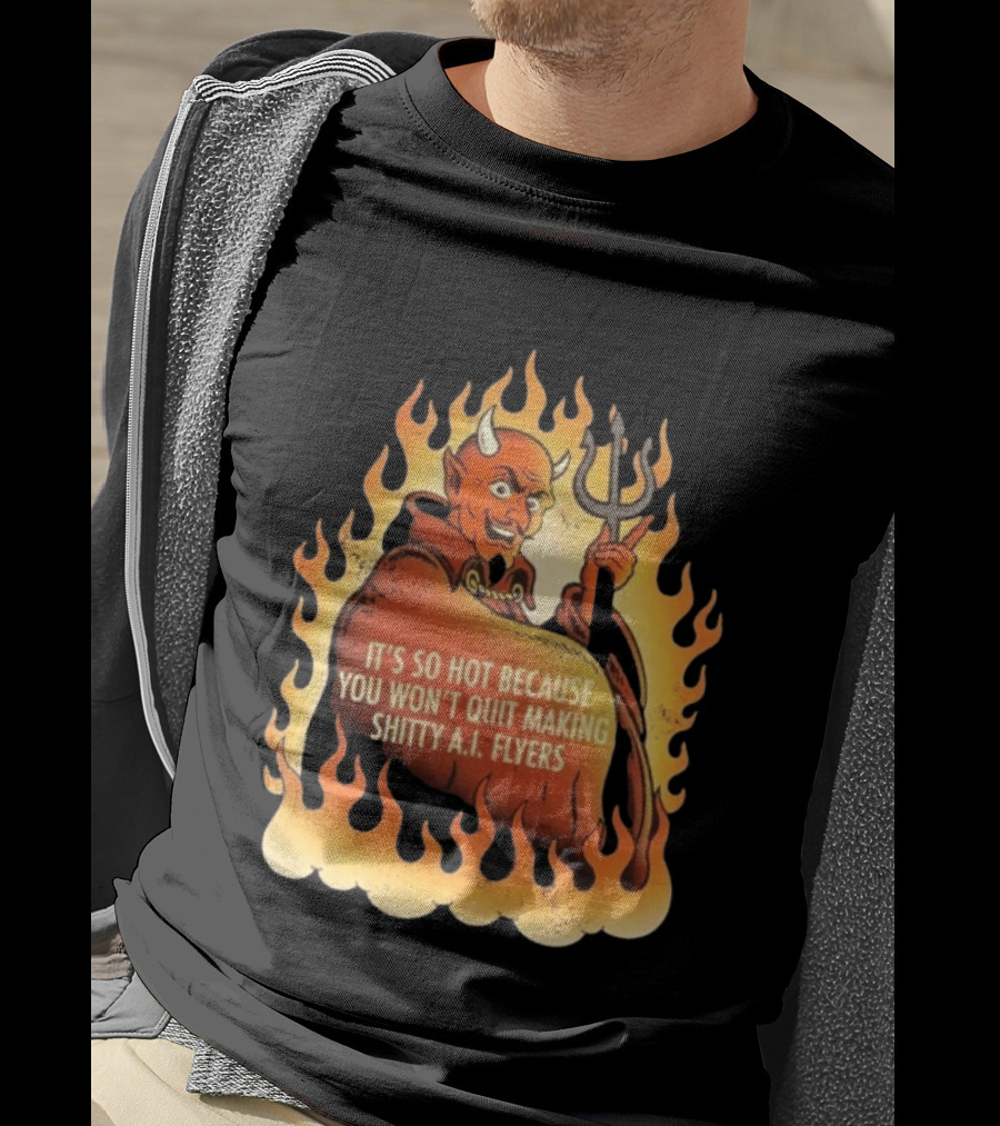Devil It's So Hot Because You Won't Quit Making Shitty AI Flyers T-Shirt