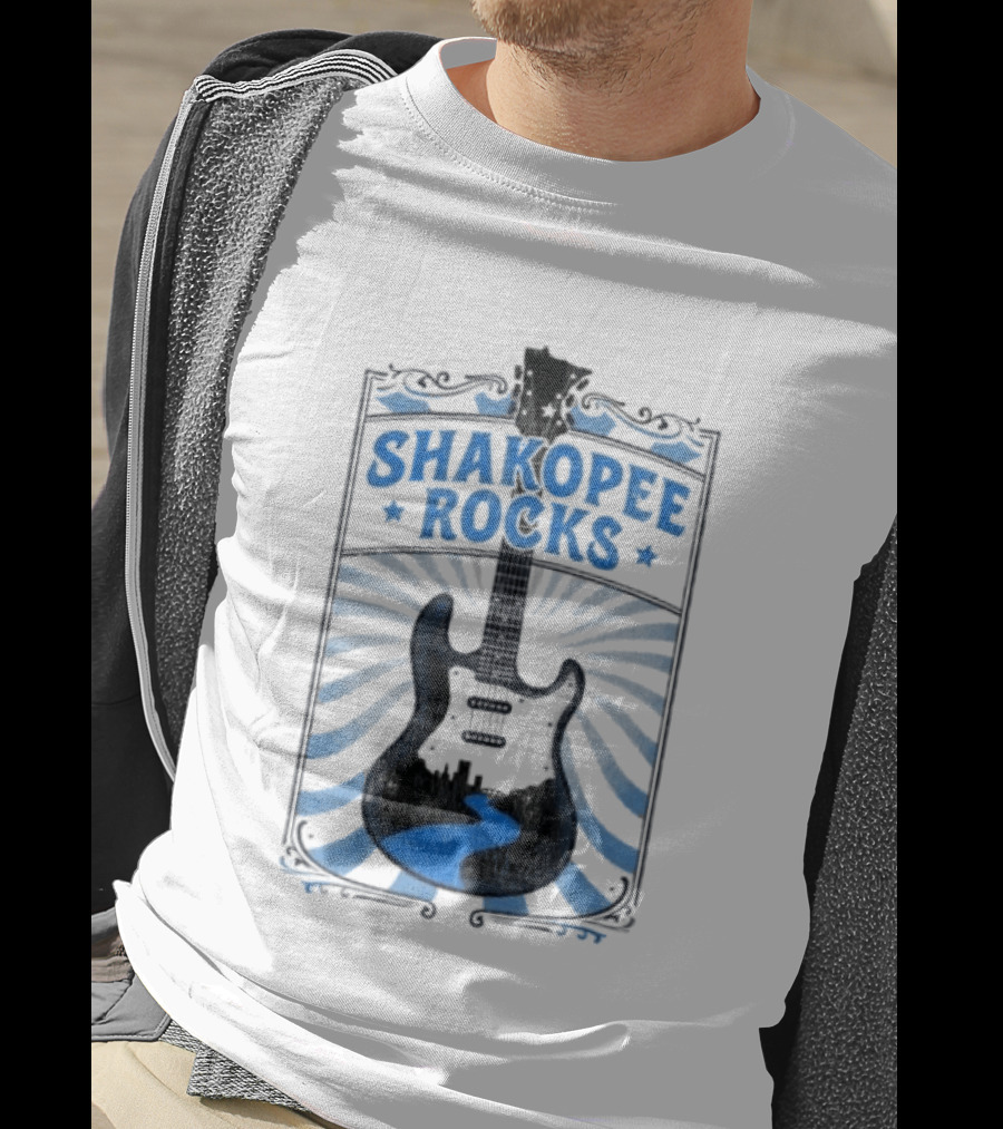 Shakopee Rocks Guitar Minnesota Rock And Roll Stripes T-Shirt
