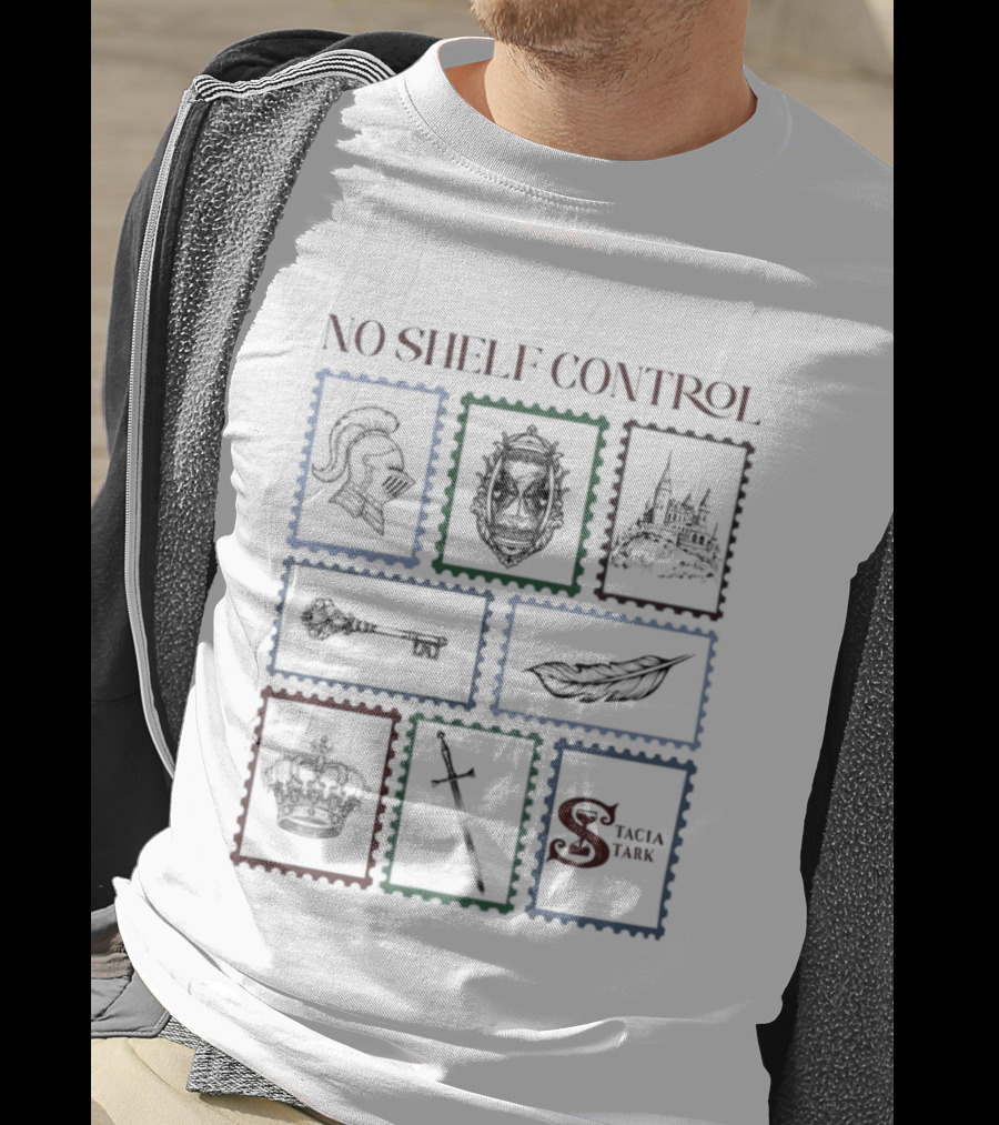 No Shelf Control Stacia Stark Crest Sword Key Crown T-Shirt