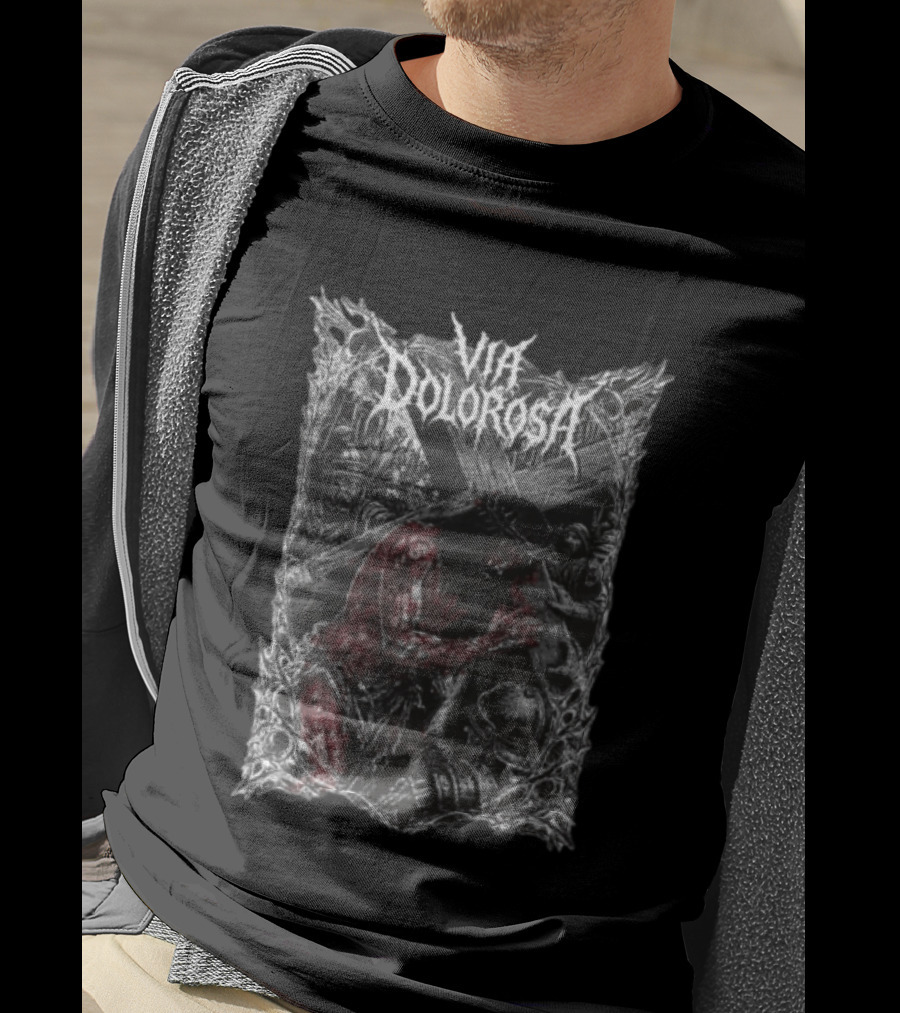 Via Dolorosa Jesus Christ Carrying Cross With Blood And Roman Soldiers T-Shirt