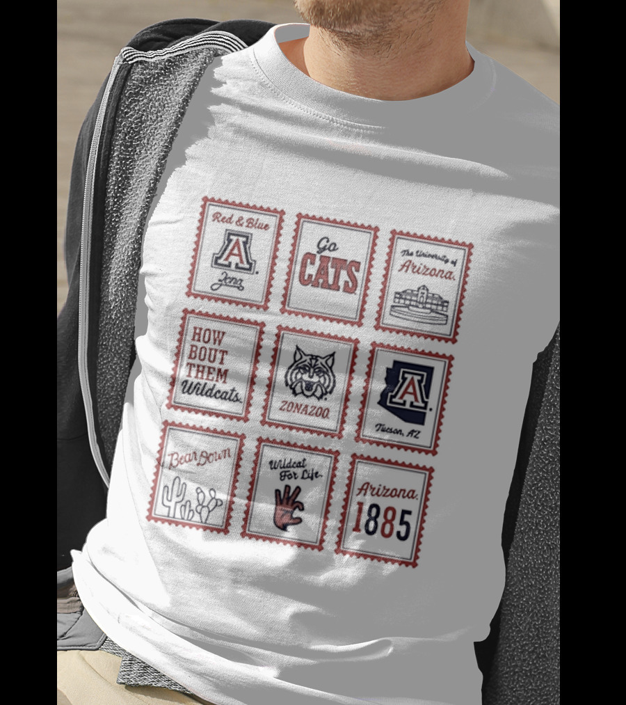 Arizona Wildcats Bear Down University Collection Go Cats Stamp Arizona 1885 Wildcats T-Shirt