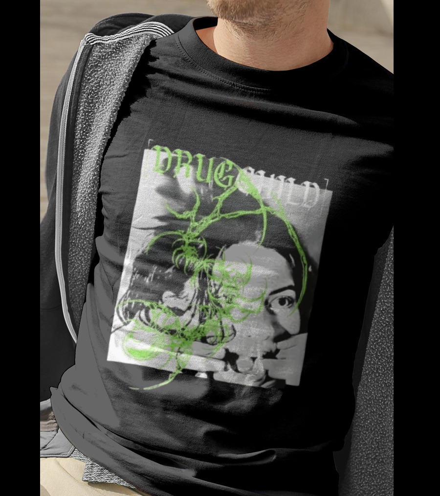 Drugchild Green Cyber Sigilism High Contrast No Depth Just Death And Decay T-Shirt