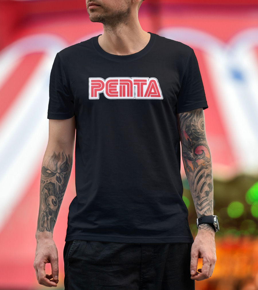 Penta Brand Retro 70s Style Bold Red Lettering T-Shirt