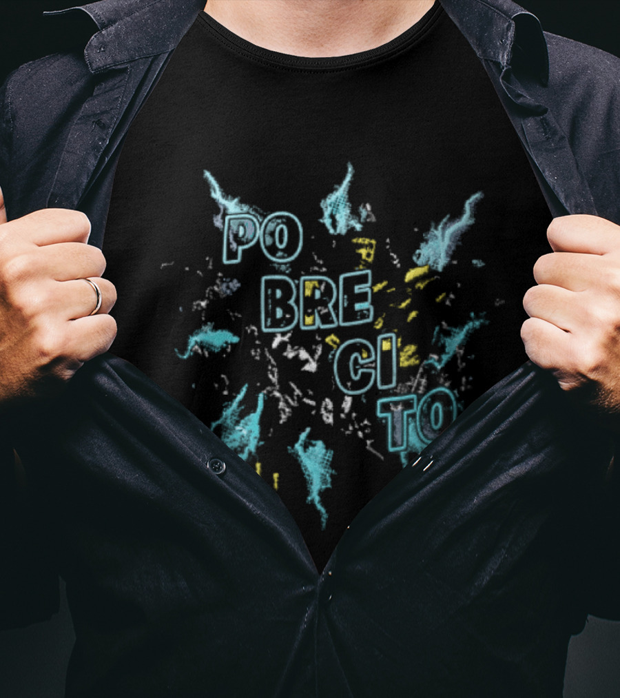 Pobrecito Cyan Yellow Pixel Splatter T-Shirt
