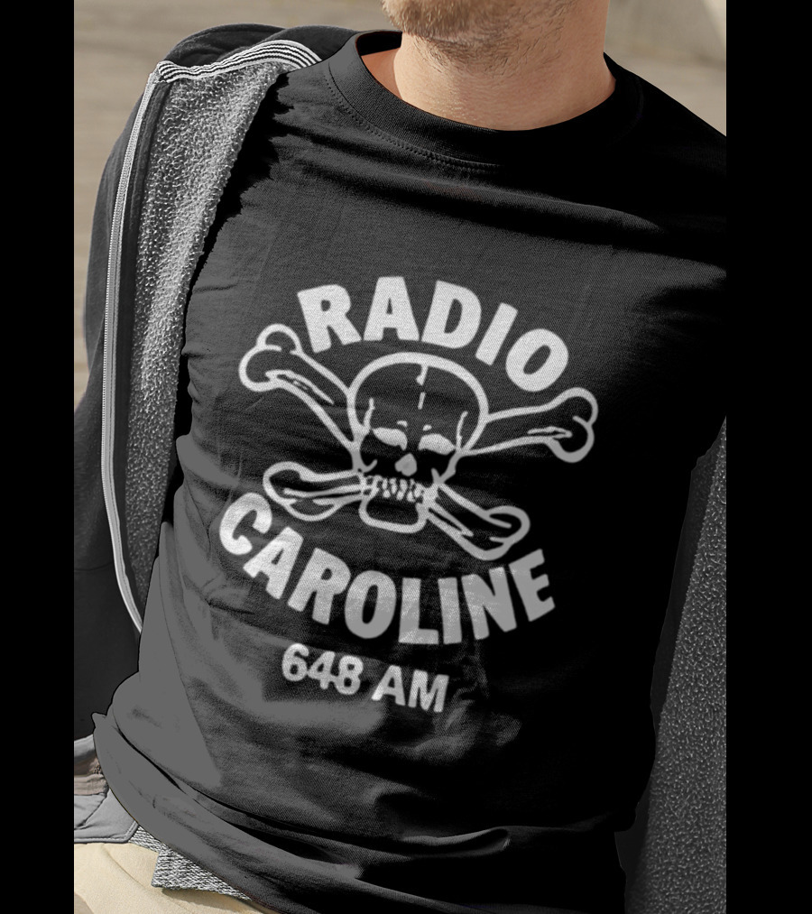 Radio Caroline 648 AM Skull And Crossbones Pirate T-Shirt