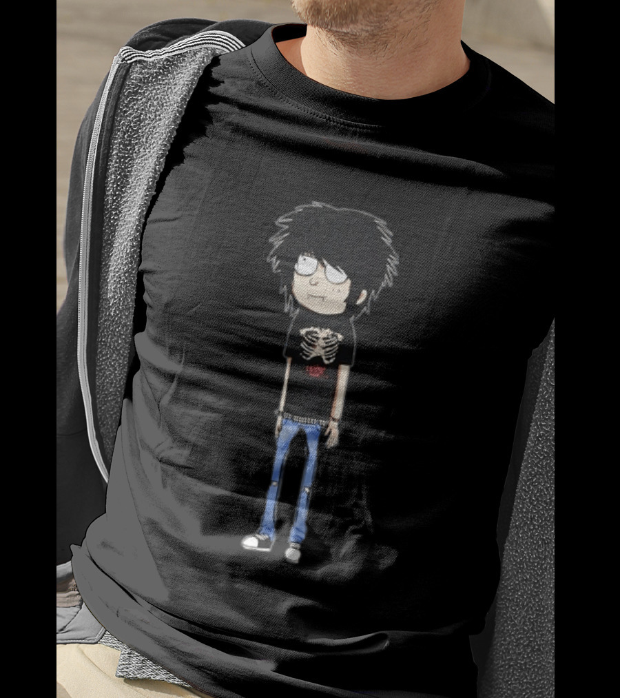 Aheartwellending Emo Scene Cartoon Character With Skeleton T-Shirt