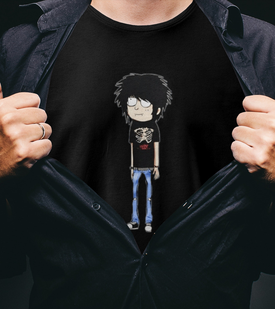 Aheartwellending Emo Scene Cartoon Character With Skeleton T-Shirt