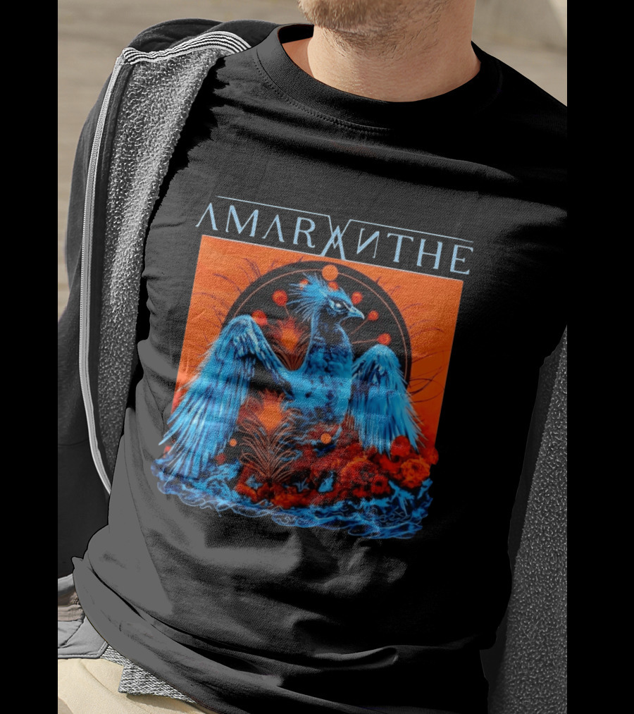Amaranthe Phoenix Bird Metal Band Blue And Orange T-Shirt