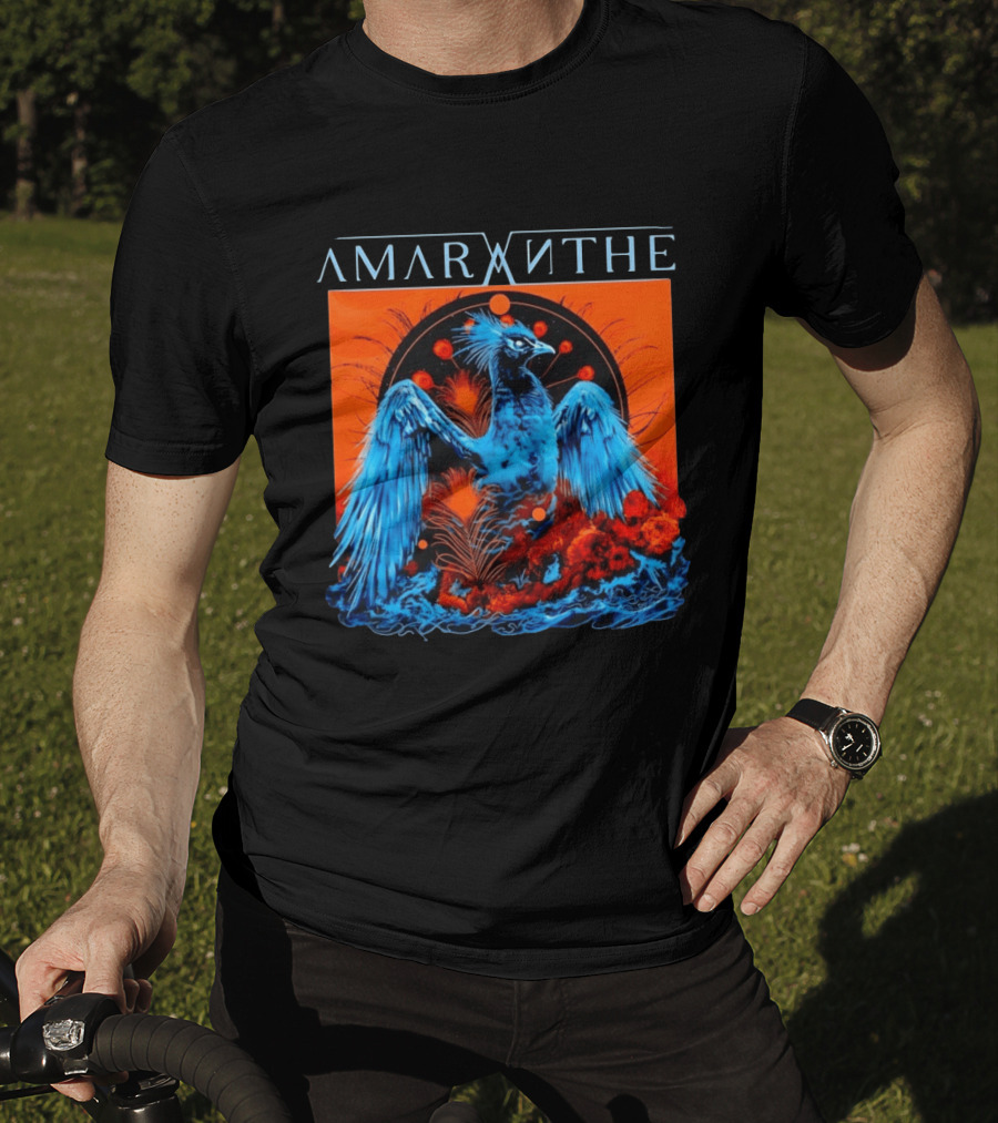 Amaranthe Phoenix Bird Metal Band Blue And Orange T-Shirt