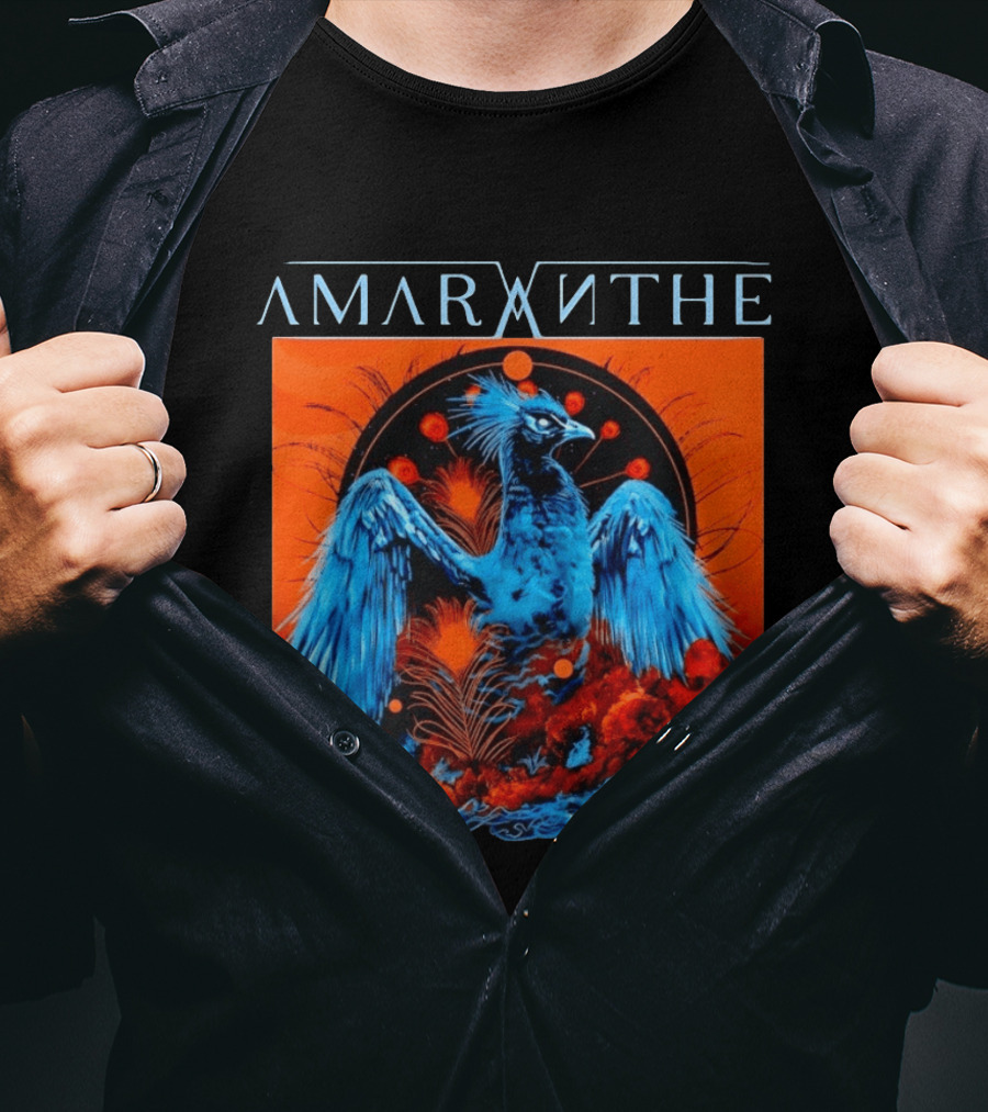 Amaranthe Phoenix Bird Metal Band Blue And Orange T-Shirt