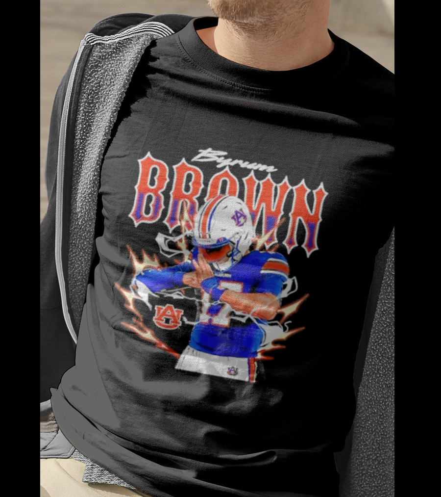 Auburn Tigers Byrum Brown Football Player Comic T-Shirt