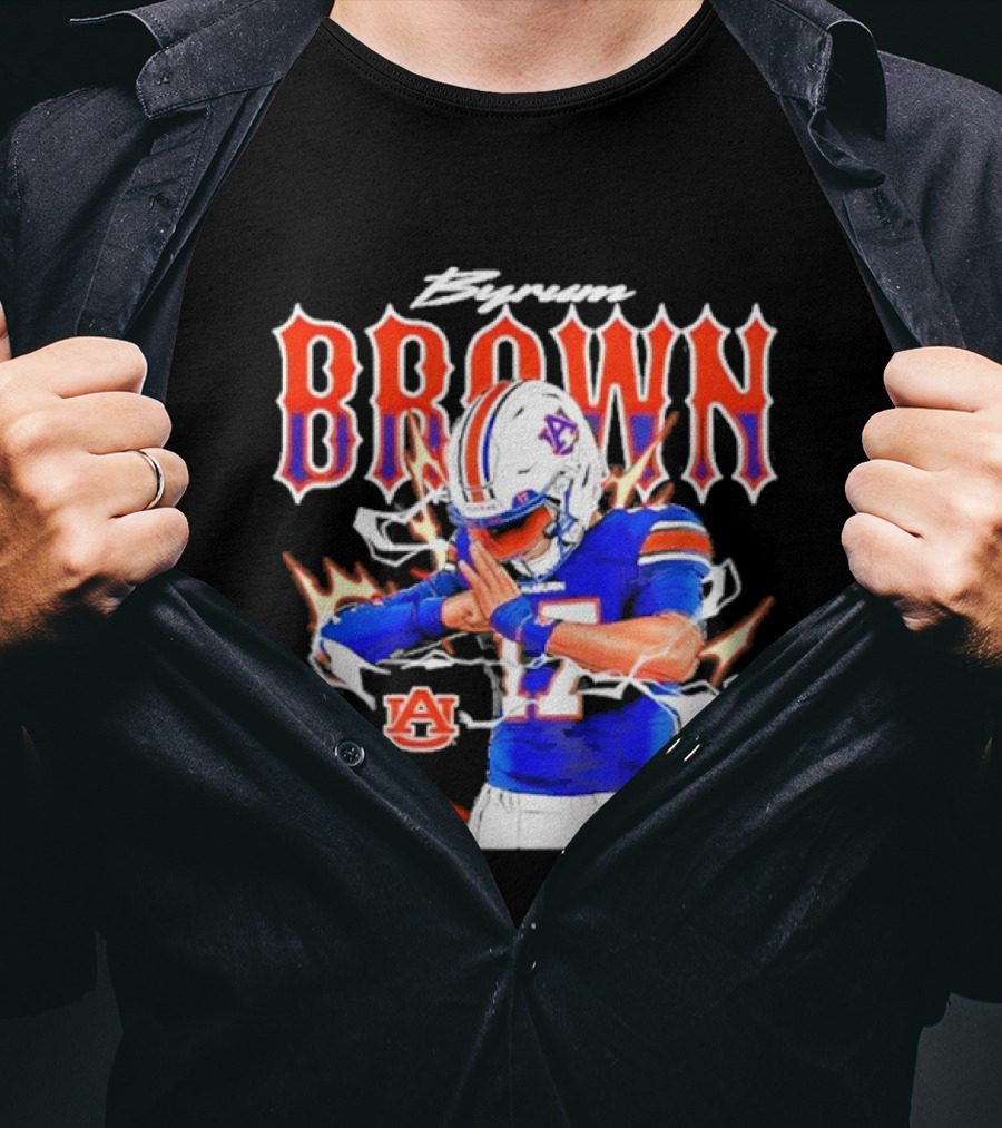 Auburn Tigers Byrum Brown Football Player Comic T-Shirt