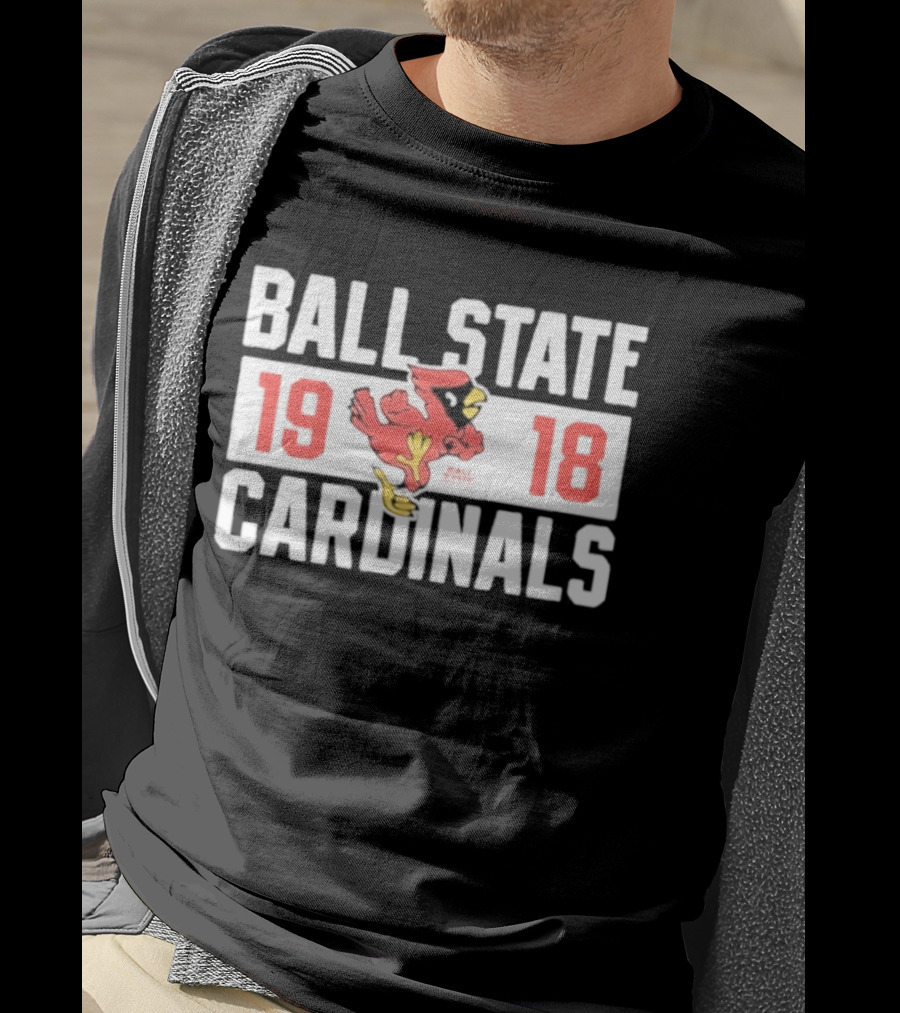 Ball State Cardinals 1918 Vintage Logo Red Cardinal Football Team T-Shirt