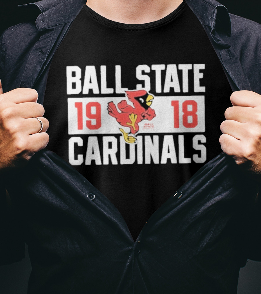 Ball State Cardinals 1918 Vintage Logo Red Cardinal Football Team T-Shirt