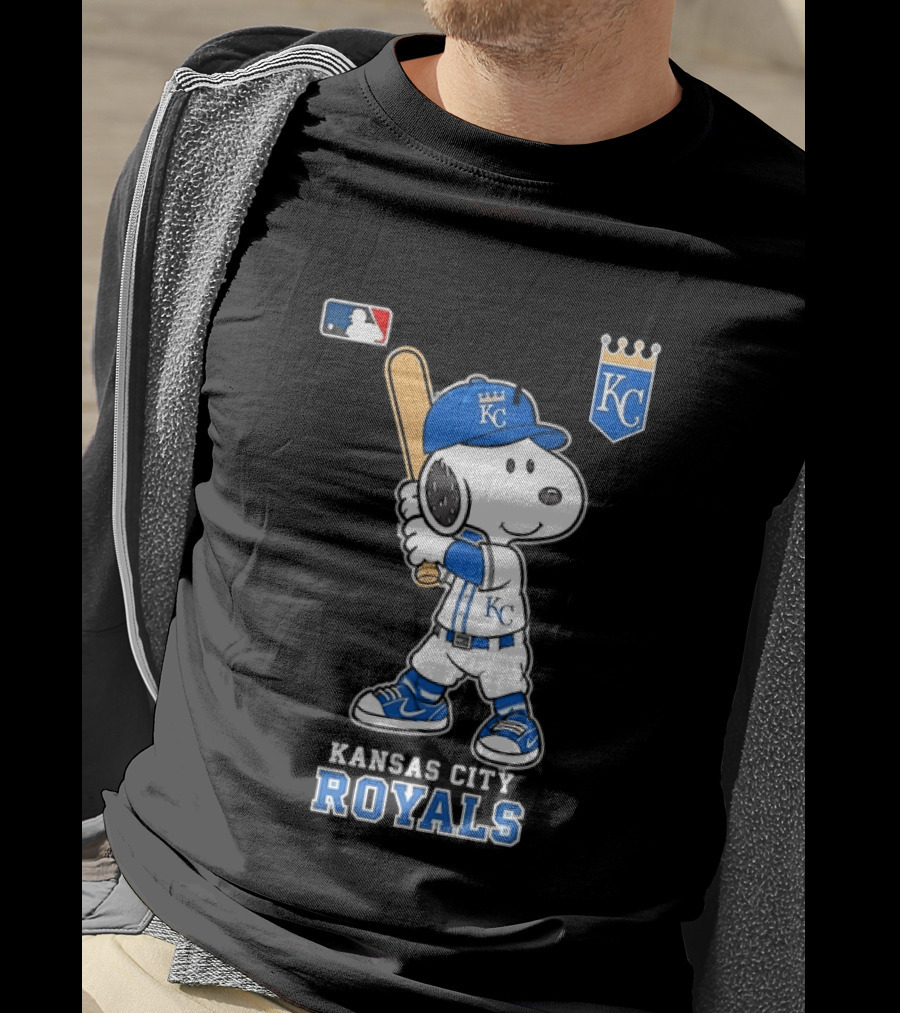 Snoopy Wearing Kansas City Royals Baseball Jersey Player MLB T-Shirt