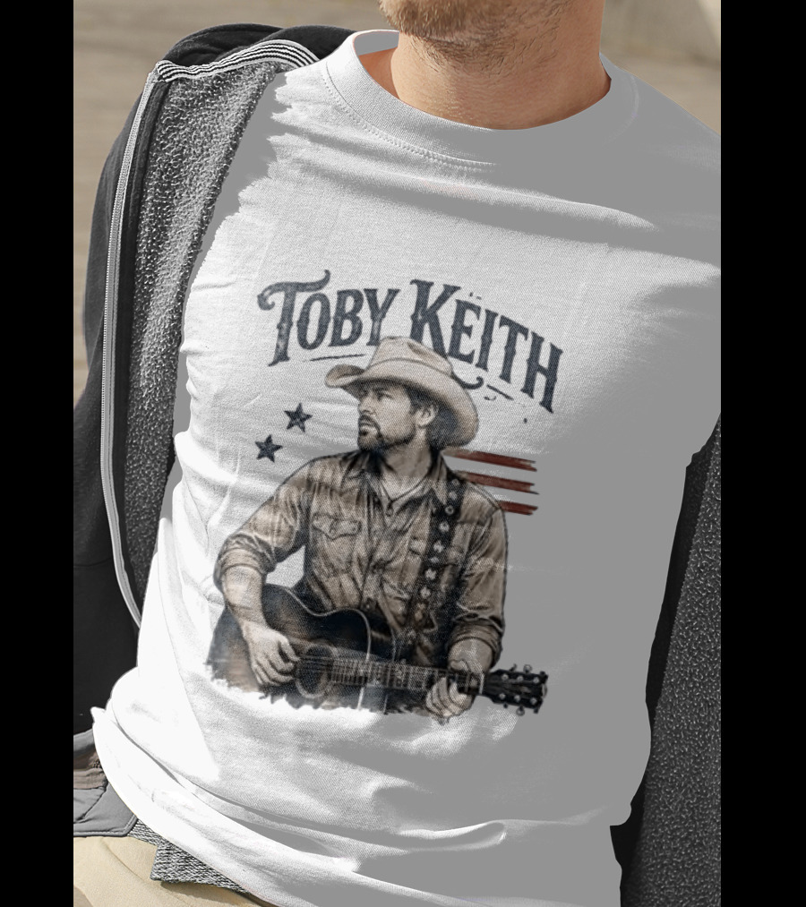 Toby Keith Raised Country Live Proud Guitar Cowboy Hat Stars Stripes T-Shirt