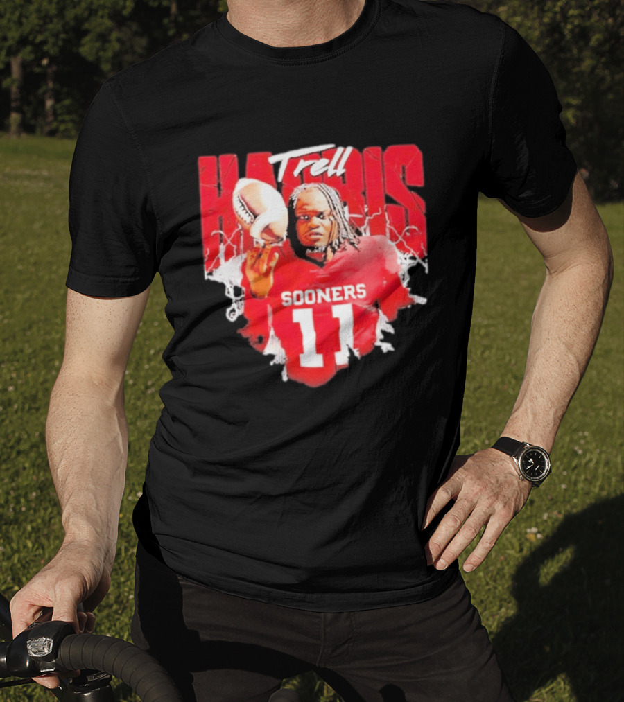 Trell Harris Oklahoma Sooners NCAA Football Player 11 Lightning T-Shirt