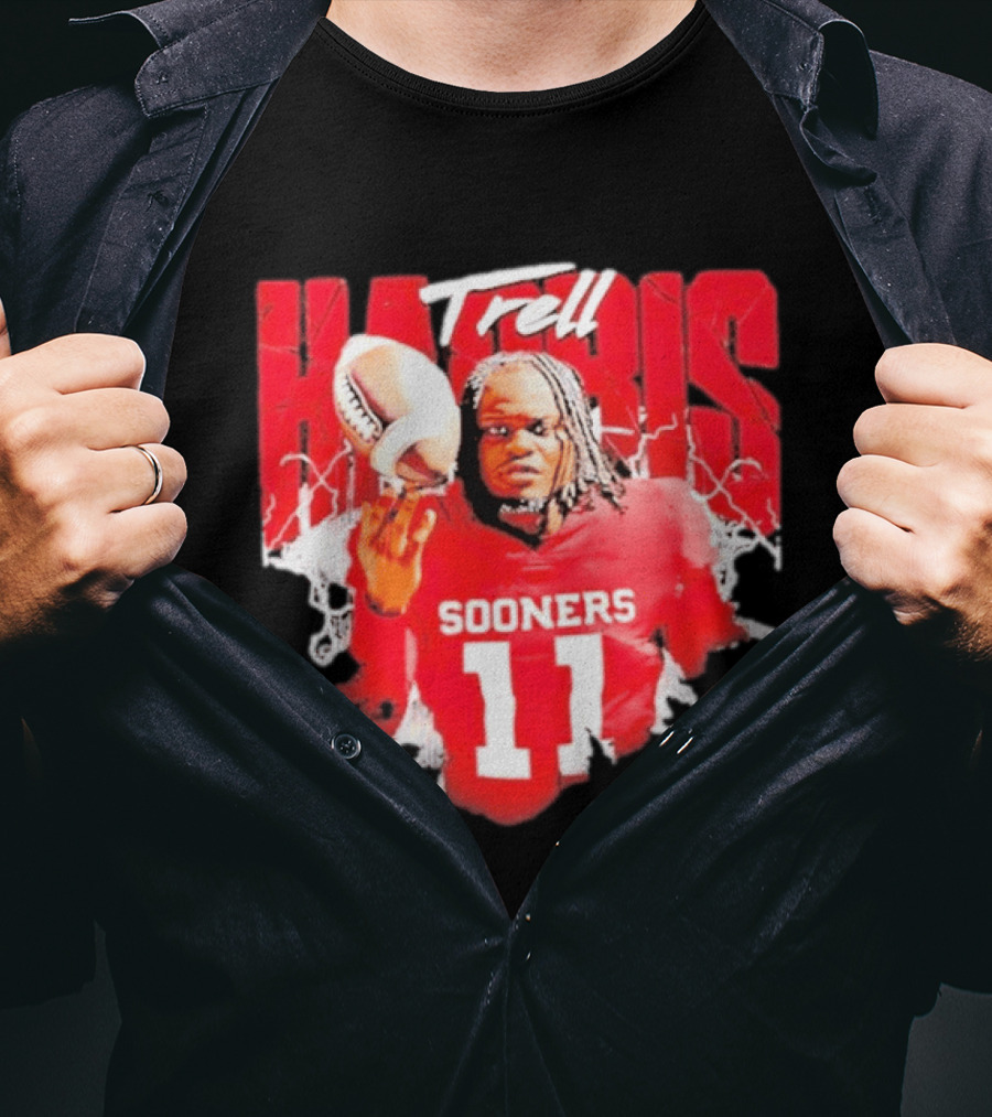 Trell Harris Oklahoma Sooners NCAA Football Player 11 Lightning T-Shirt