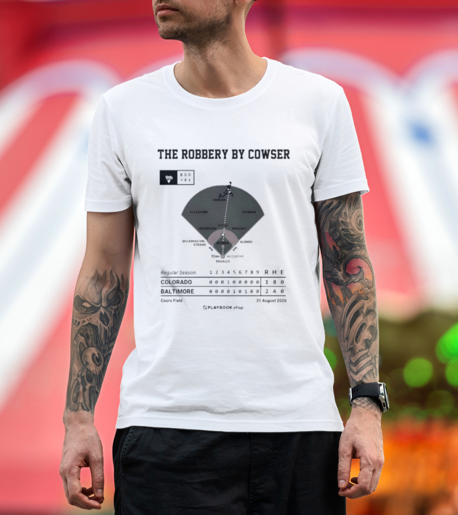 Colton Cowser The Robbery By Cowser Baltimore Baseball Stadium Layout T-Shirt