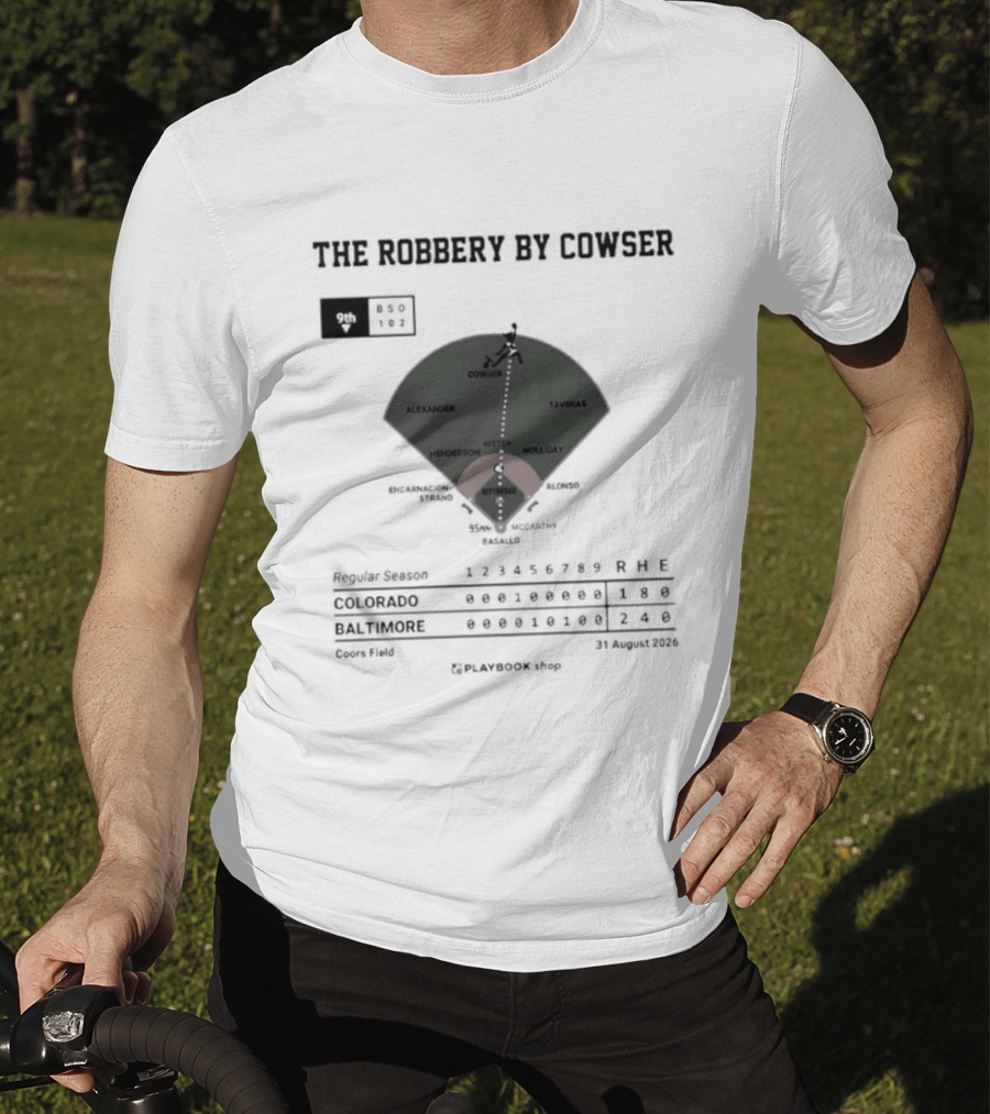 Colton Cowser The Robbery By Cowser Baltimore Baseball Stadium Layout T-Shirt