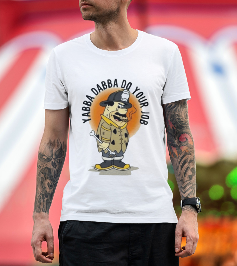 Flintstones Firefighter Yabba Dabba Do Your Job Smoking Cartoon T-Shirt