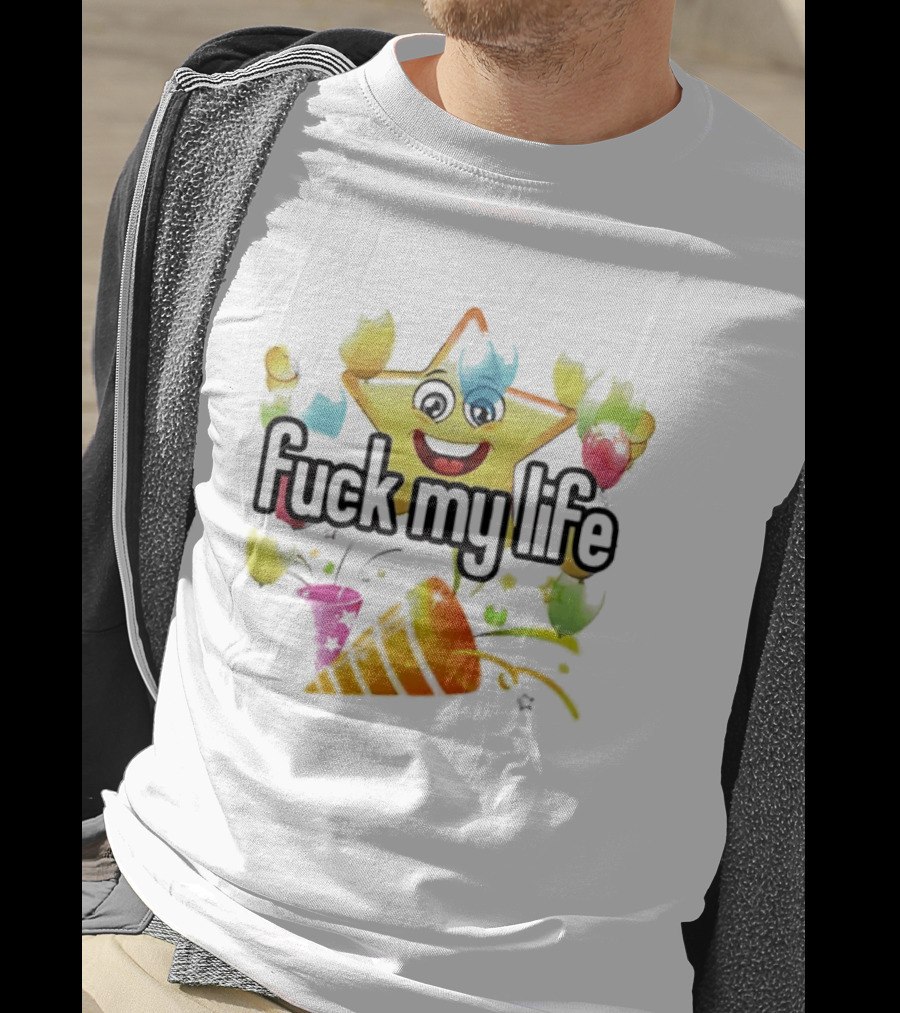 Fuck My Life Star Happy Face Color Splash T-Shirt