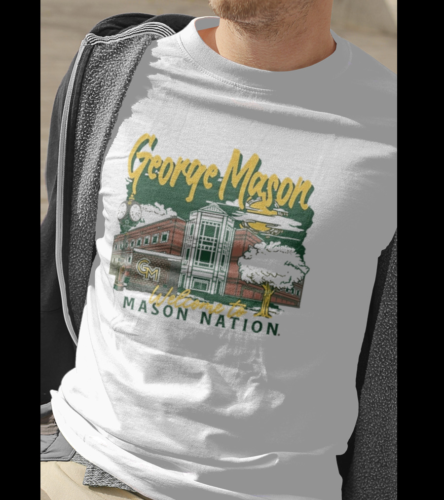 George Mason University Welcome To Mason Nation Iconic Campus Building And Tower T-Shirt