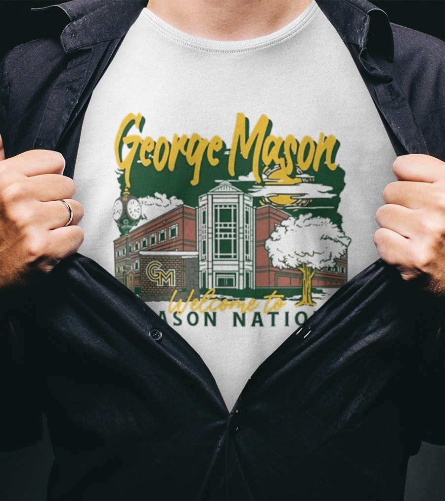 George Mason University Welcome To Mason Nation Iconic Campus Building And Tower T-Shirt