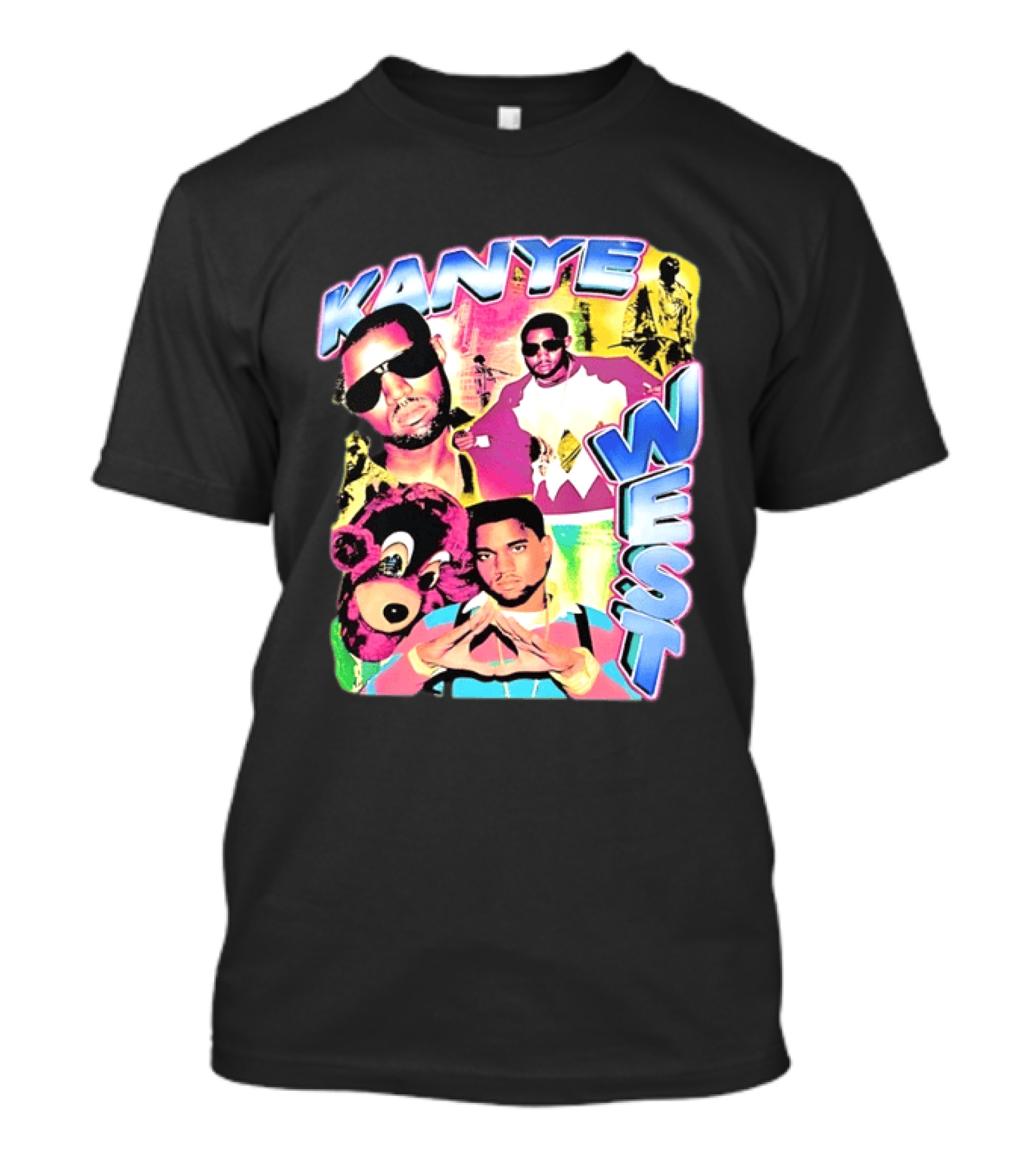 Kanye West Vintage Yeezy Bear Collage Hip Hop Rap Legend T-Shirt