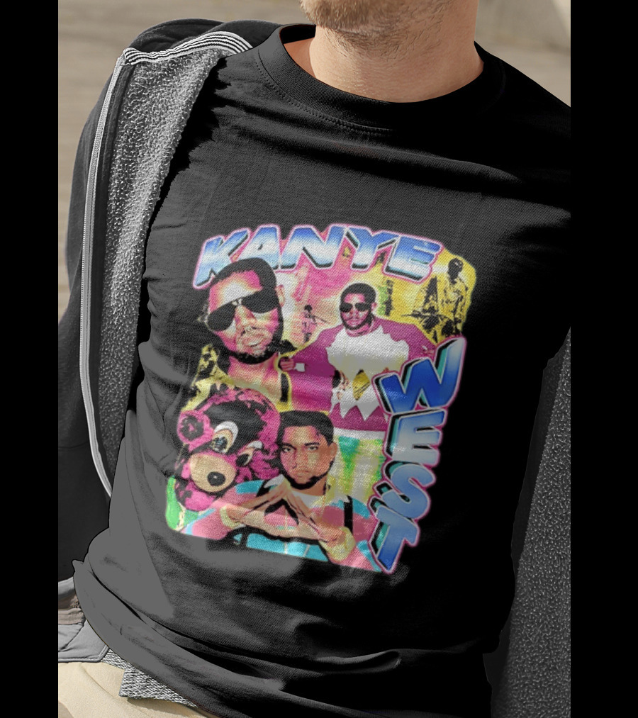 Kanye West Vintage Yeezy Bear Collage Hip Hop Rap Legend T-Shirt
