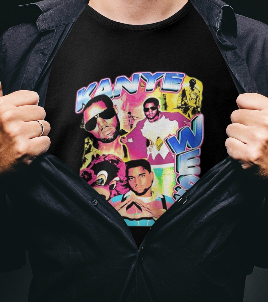 Kanye West Vintage Yeezy Bear Collage Hip Hop Rap Legend T-Shirt