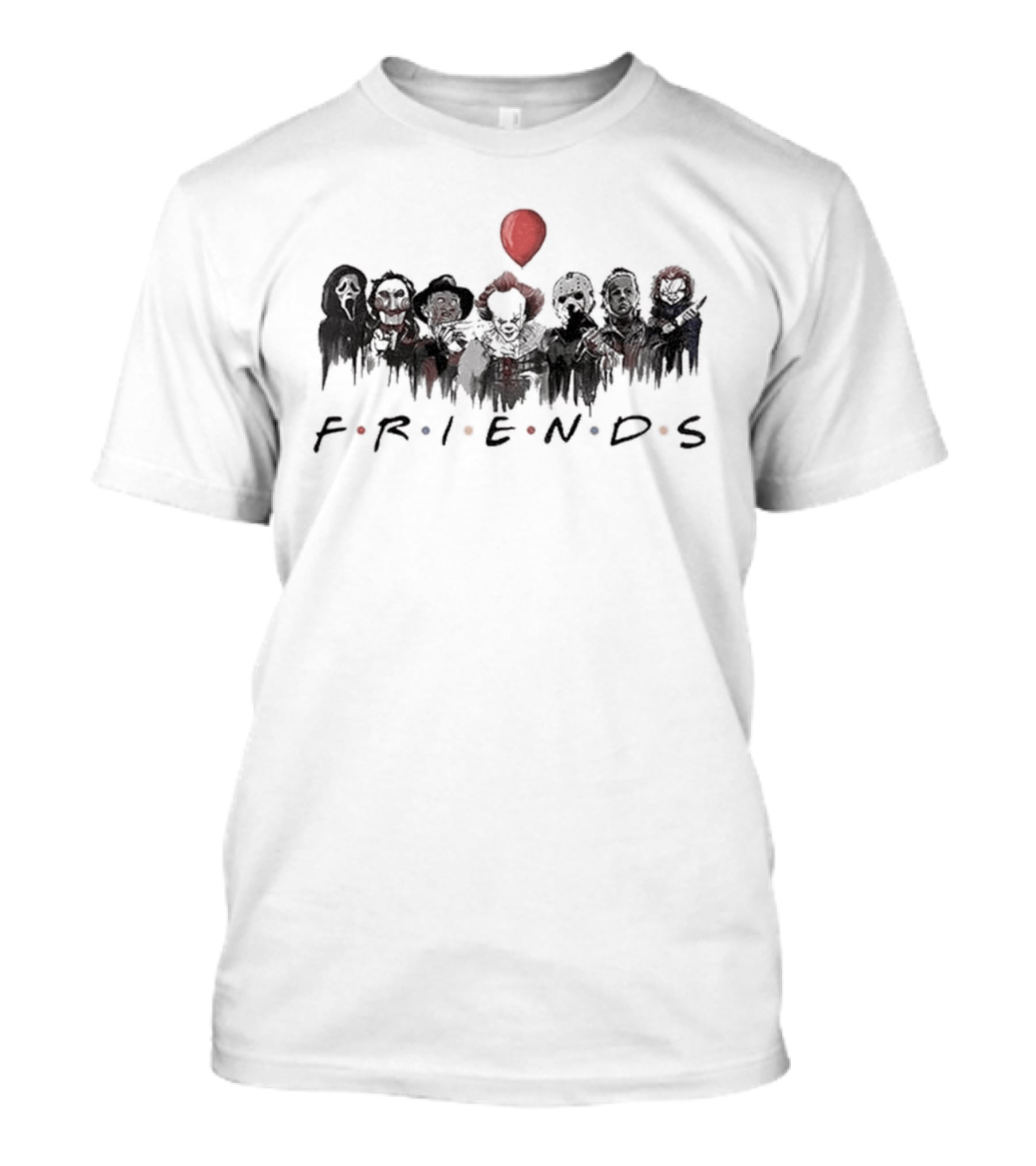 Halloween 2026 Horror Characters Friends Red Balloon Collection T-Shirt