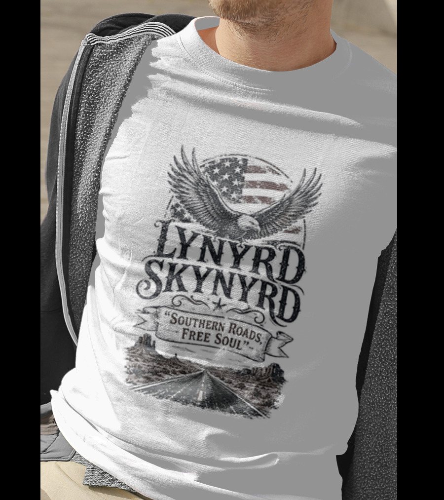 Lynyrd Skynyrd Southern Roads Free Soul American Flag Eagle T-Shirt
