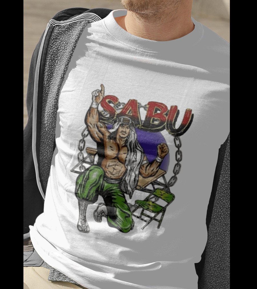 Sabu ECW Wrestling Terry Brunk Character Illustration With Chairs And Chains T-Shirt