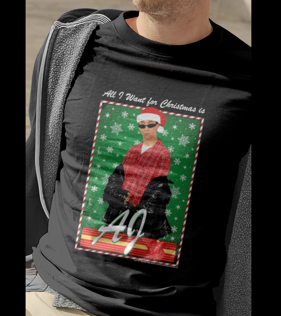 Backstreet Boys AJ All I Want For Christmas Santa Hat Snowflakes Junior T-Shirt